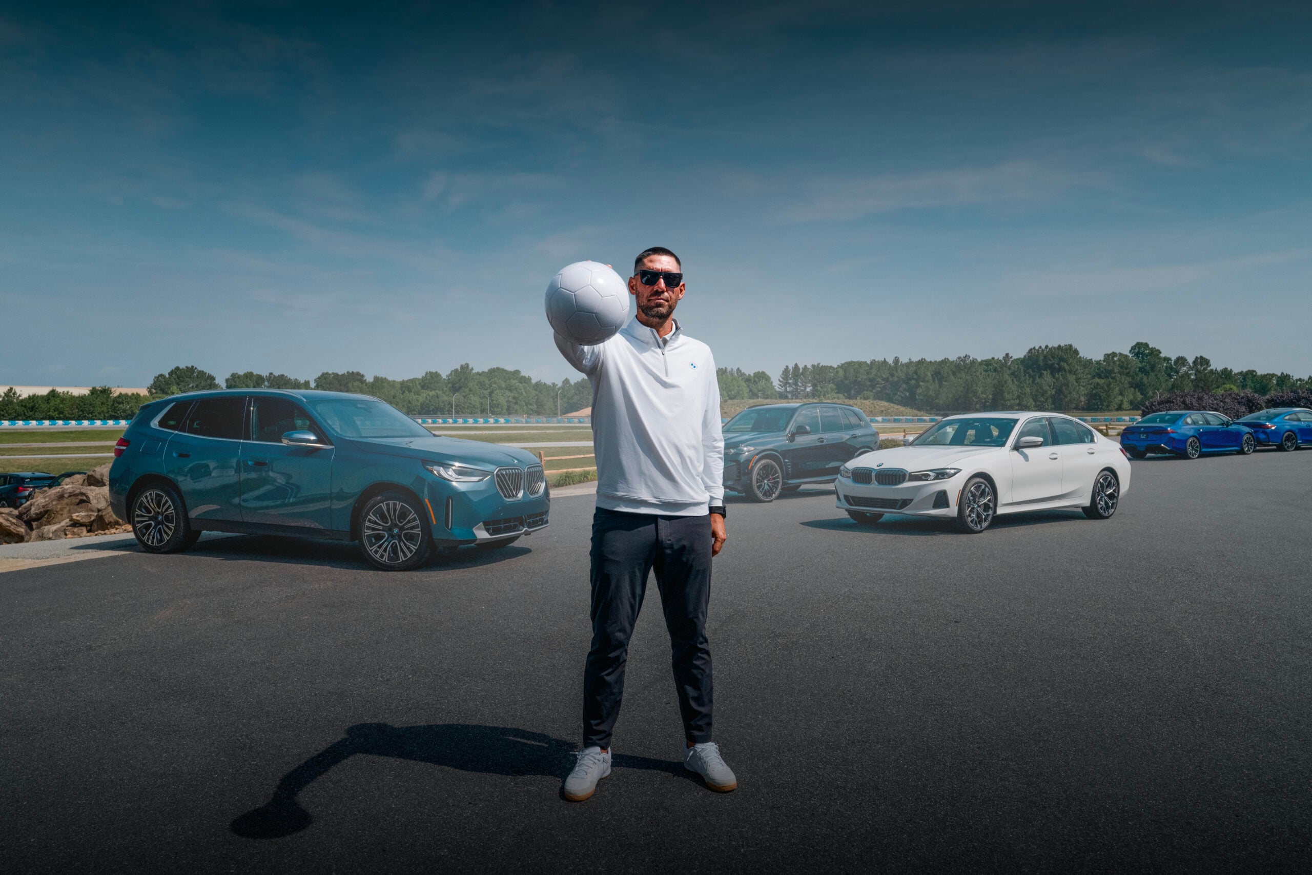 Soccer player mid-stride — BMW Summer of Soccer Test Drive Event