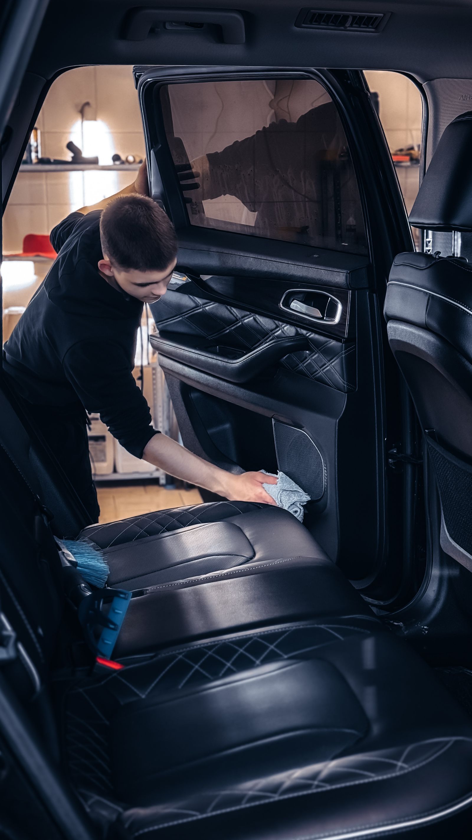 Interior being cleaned